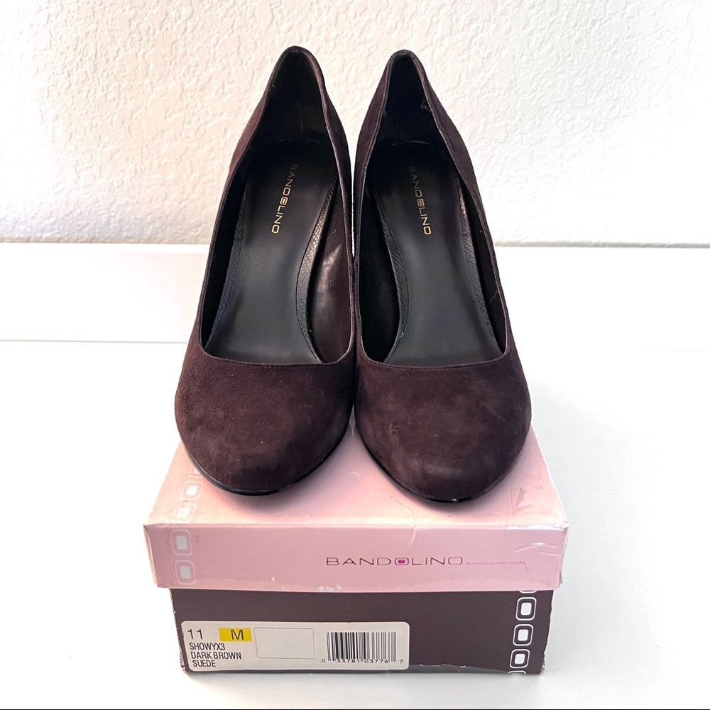 Bandolino Dark Brown Suede Heels Size 11